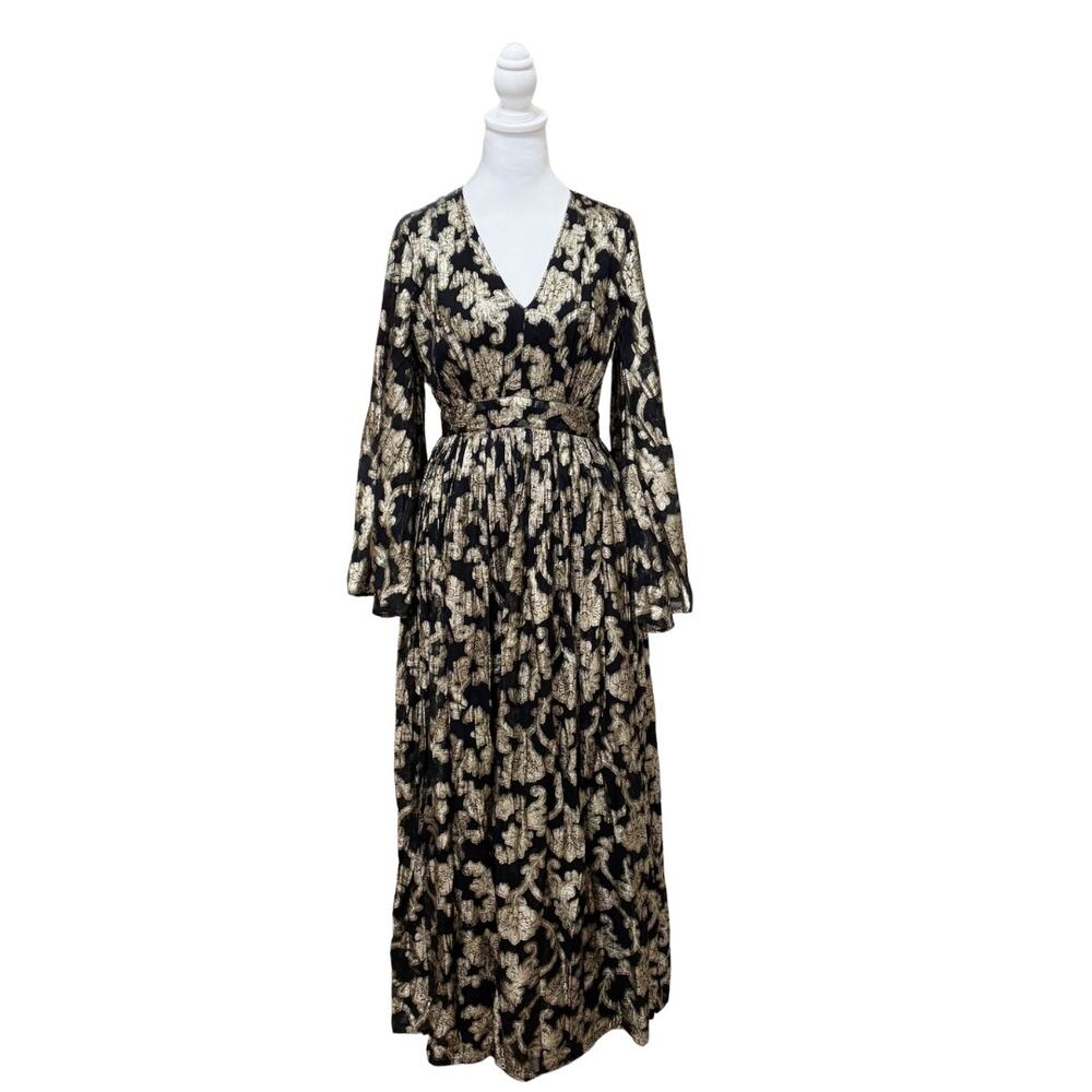 Mille Caye Maxi Dress XS Gold Black NWT